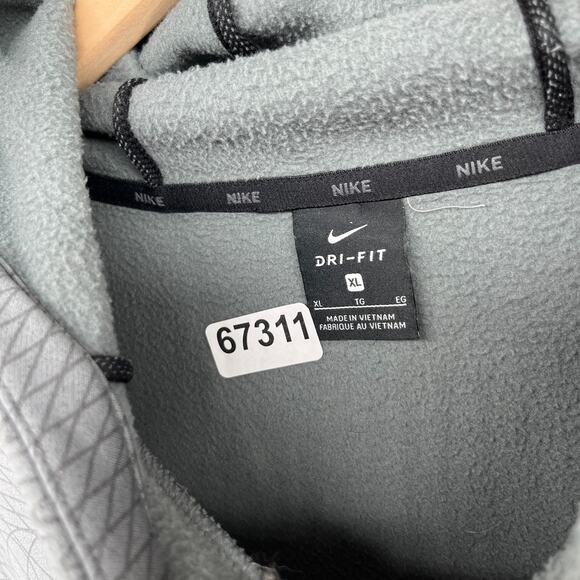 NIKE Hoodie Mens XL Thema Fleece Dri-Fit Pullover AOP Training Sweatshirt Gray - Picture 14 of 14